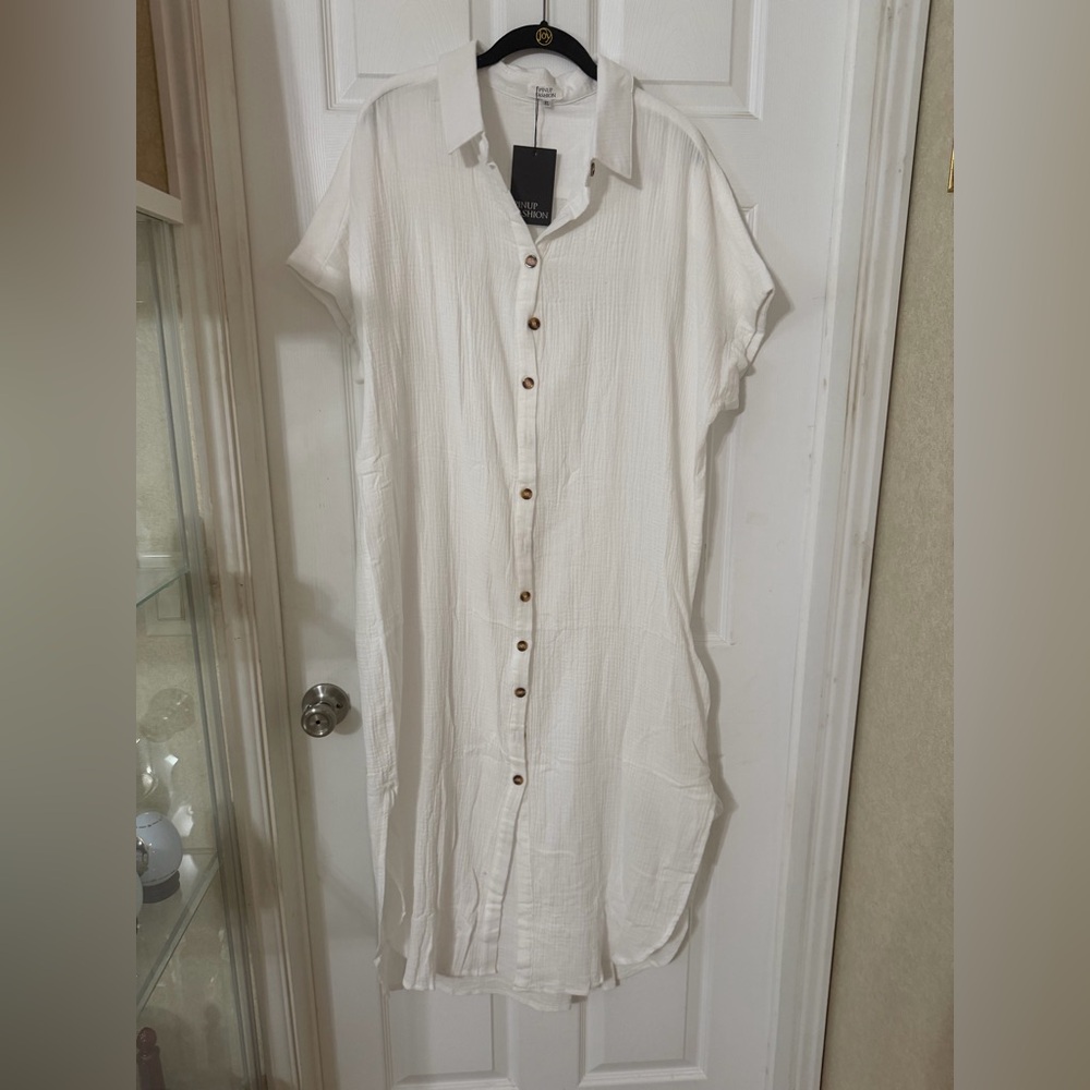 White Button-Down Maxi Dress